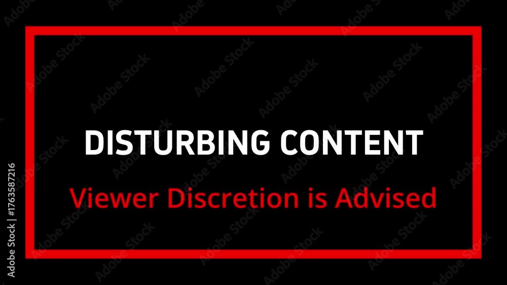 Warning. Disturbing Content, Viewer Discretion is Advised Animated Sign ...