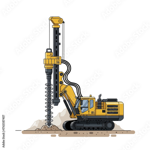 Yellow Drilling Rig Machine Illustration.