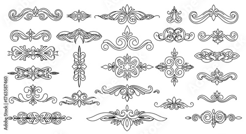 Collection of decorative swirls and flourishes, perfect for adding elegance to designs