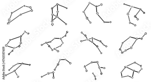 Collection of twelve zodiac constellations, including aries, taurus, gemini, cancer, leo, virgo, libra