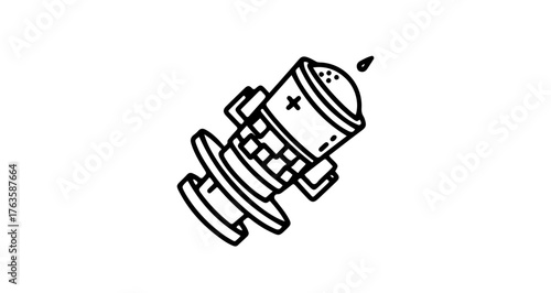 Hand drawn mortar with pestle, a simple illustration of laboratory equipment