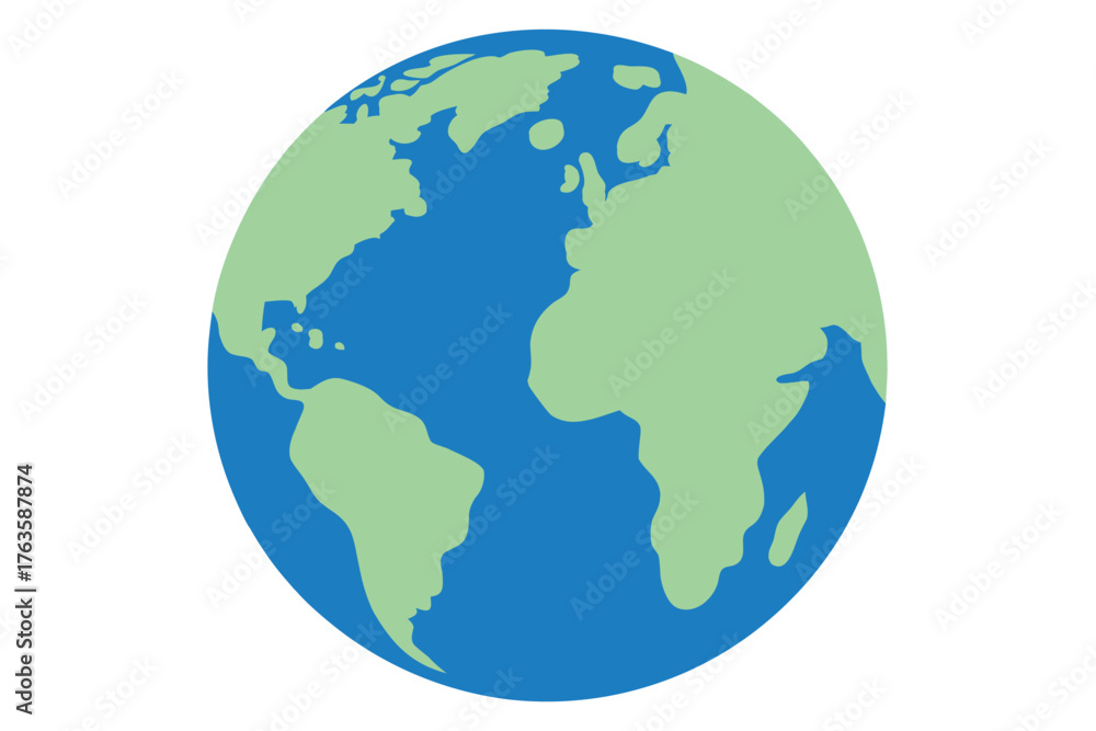 Fototapeta premium A blue and green globe with the continents of Africa and South America