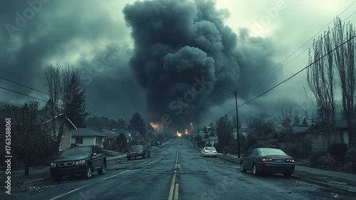 Dramatic Smoke Erupts Over Quiet Suburban Street