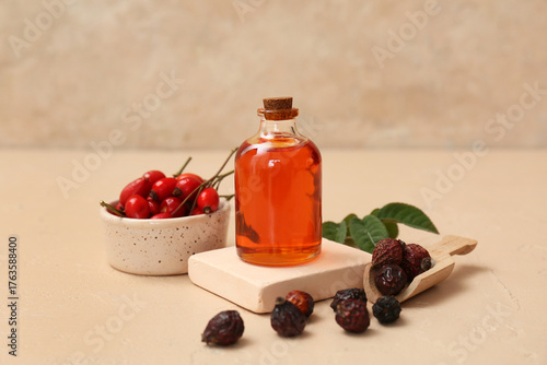 Rosehip oil bottle with fre...