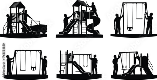 Silhouette vector illustration of workers chiseling rock into sculpture with hammer and chisel, creativity, transformation, craftsmanship, progress, labor, art, and industry