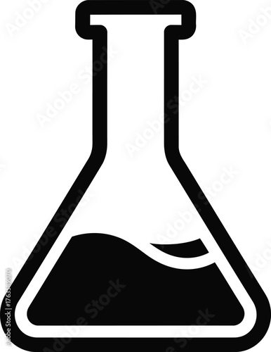Simple Erlenmeyer Flask Icon Vector Black and White Minimalist Laboratory Beaker Symbol for Chemistry and Science Experiments