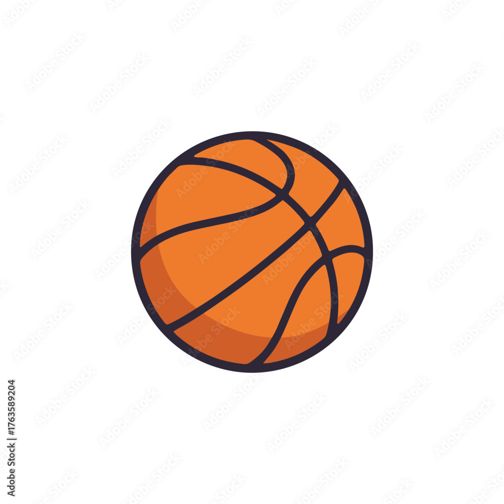 Fototapeta premium A stylized orange basketball with curved black seams and subtle shading ,Sport Symbol with Shaded Detail