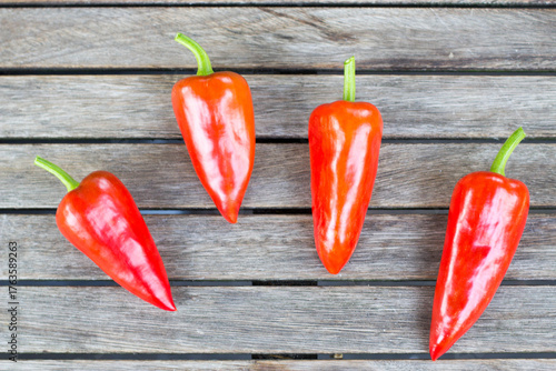 red hot chili peppers on wood