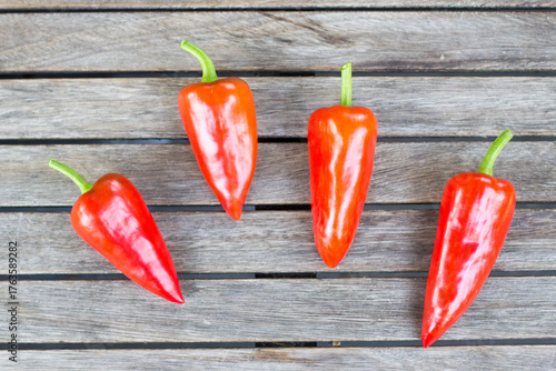red hot chili peppers on wood