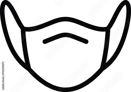 Protective Medical Face Mask Outline Icon Minimalist Safety Equipment Line Art Symbol
