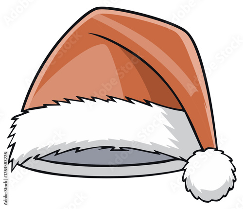 Cartoon Santa Hat with White Fur Trim and Pom Pom