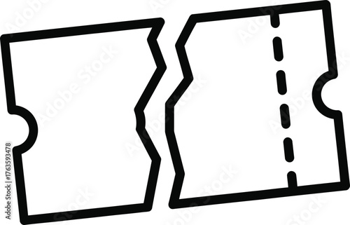 Ripped ticket icon illustration Redemption coupon broken paper graphic resource