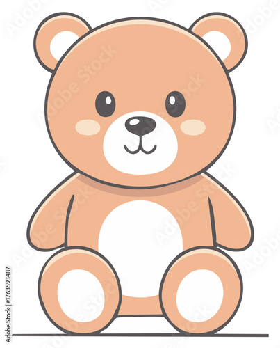 Cartoon illustration of a cute teddy bear sitting, toy
