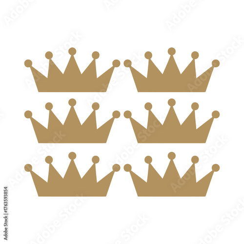 Royal crown set, luxury gold tiara icons, collection of crowns, vector clipart, monarchy, award, premium, elegance, design