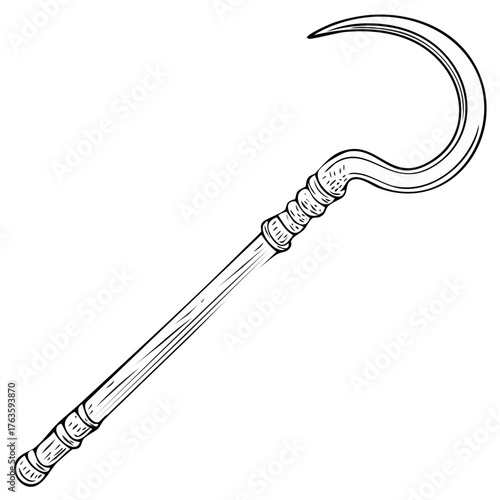 Hand-drawn Crook Illustration, Ancient Staff, Pharaoh Scepter, Ancient Egyptian Symbol