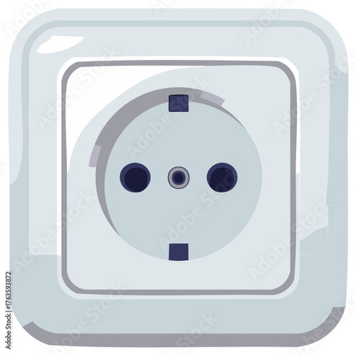 Electrical socket cartoon illustration, electric outlet symbol in the wall