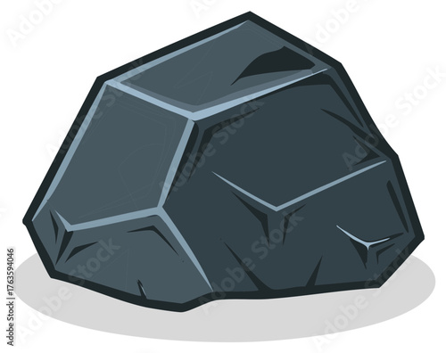 Heavy gray faceted stone cartoon vector illustration