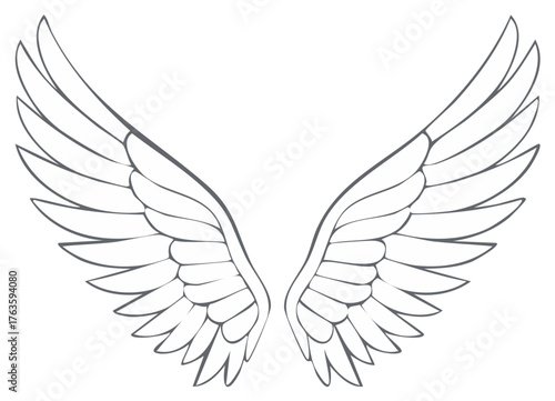 Elegant Angel Wings Illustration Design for Tattoos or Decorations Symbol of Freedom and Spirituality