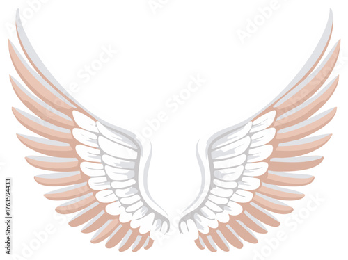 Elegant Vector Wings with White and Rose Gold Feathers for Logo or Tattoo Design