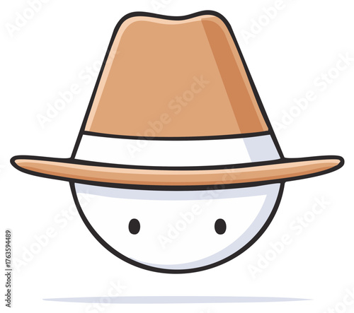 Cartoon Character Wearing a Fedora with a White Band and Eyes