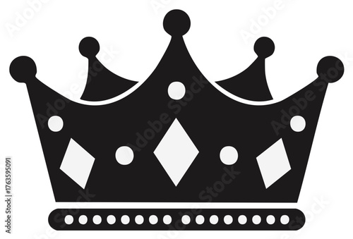 Elegant black and white royal crown icon symbol of power leadership and success achievement