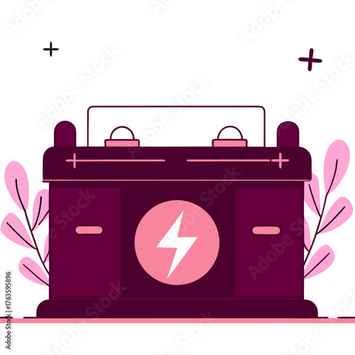 Electric Power Battery, Modern Energy Storage, vector illustration.  Generative AI.