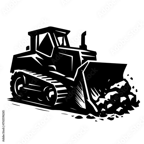 bulldozer pushing debris