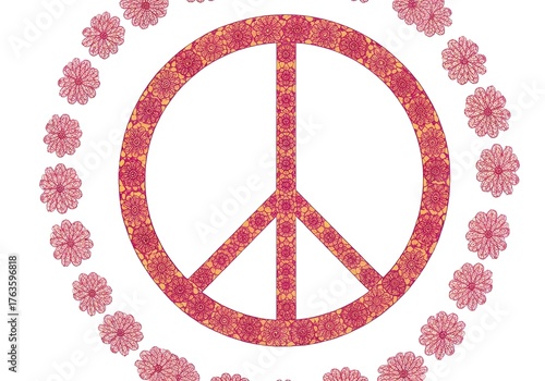 Floral Peace Symbol Design: A Harmonious Blend of Peace and Nature's Beauty