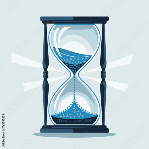 elegant hourglass centerpiece, sand flowing display, patience motivation theme, progress tracking metaphor, detailed vintage style, blue vector artwork