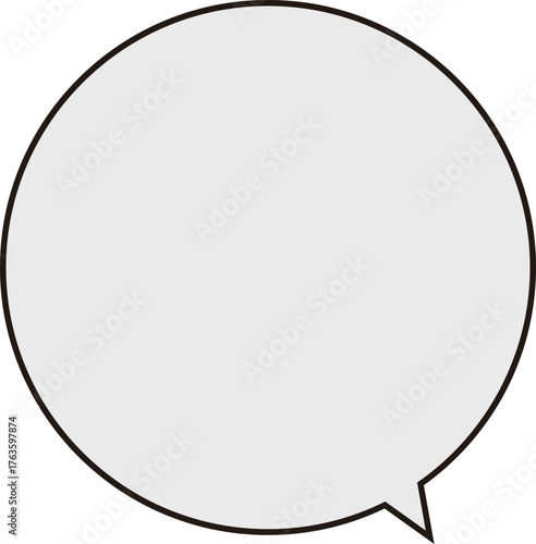 正円のふきだし。黒いラインにグレーのテキストスペース。シンプルで使いやすい。