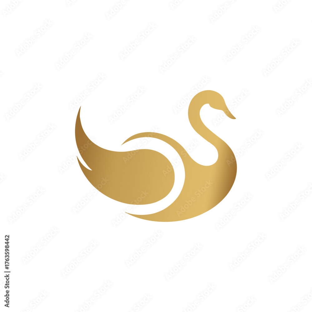 Fototapeta premium Abstract Golden Swan Logo for Luxury Branding