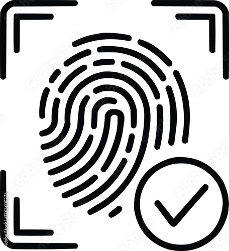 Fingerprint Scanner Outline Icon Set Biometric Security and Identification Symbols