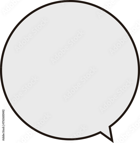 正円のふきだし。黒いラインにグレーのテキストスペース。シンプルで使いやすい。