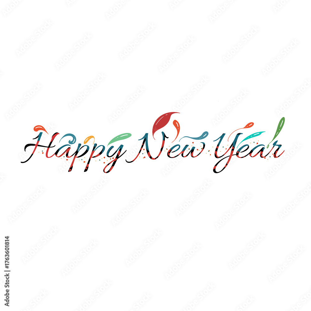Fototapeta premium Colorful Happy New Year typography illustration