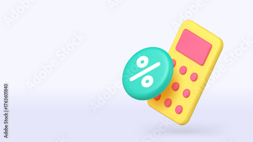 Sale calculation accounting financial control 3d icon banner copy space vector illustration. Financial report economic expenses earnings budget balance discount tax profit planning evaluation