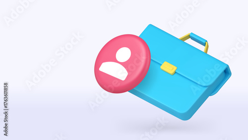 Business briefcase professional job career 3d icon banner copy space vector illustration. Financial portfolio case corporate bag employee office management productivity formal baggage accessory