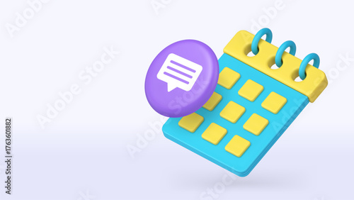 Time management deadline schedule reminder 3d icon banner copy space vector illustration. Agenda important business meeting calendar notice planning efficiency organization productivity optimization