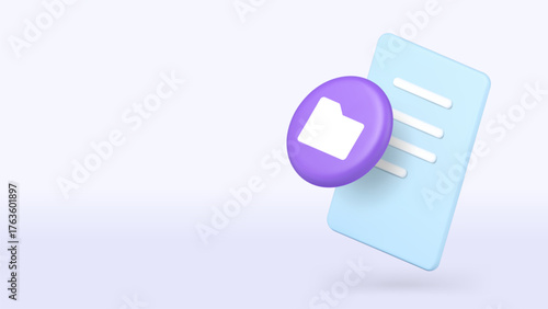File folder document information archive storage 3d icon banner copy space vector illustration. Database administration efficient organization management paperwork corporate system