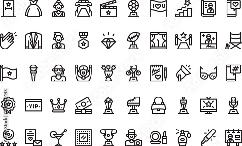 Fame and celebrity icons High-Quality Vector Icons Collection with Editable Stroke. Ideal for Professional and Creative Projects