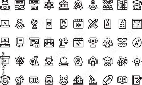 High school icons High-Quality Vector Icons Collection with Editable Stroke. Ideal for Professional and Creative Projects