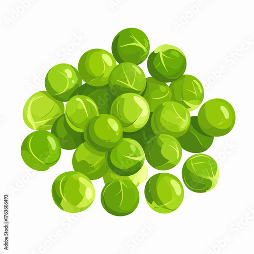 Pile of fresh green brussels sprouts illustration on white background.