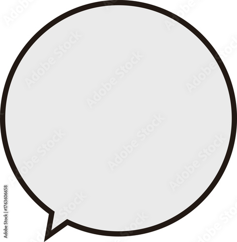 正円のふきだし。黒いラインにグレーのテキストスペース。シンプルで使いやすい。