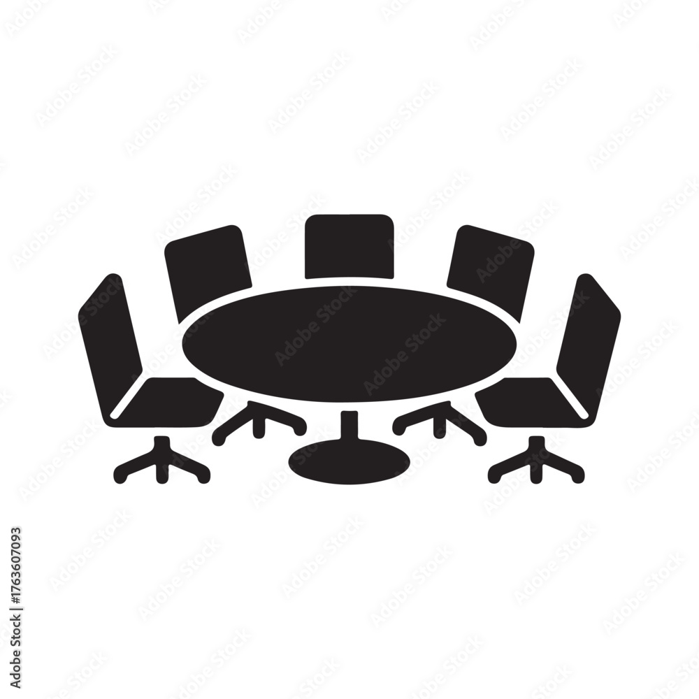 Fototapeta premium Meeting Table Solid Icon for Office Interior
