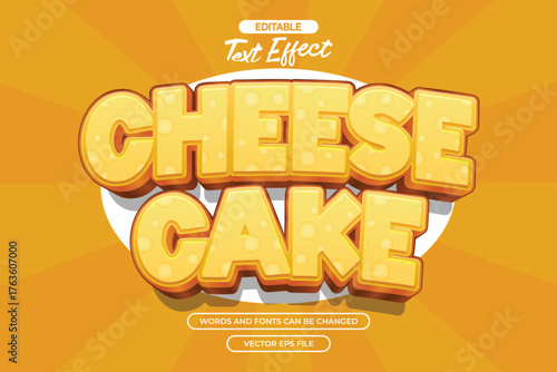 Cheese cake editable text effect with 3d cartoon text style