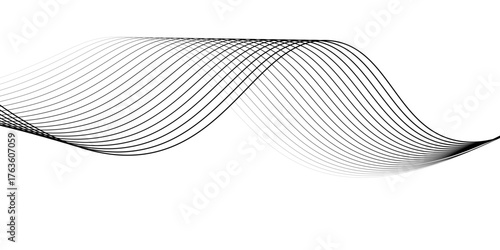Abstract vector background with black wavy lines.  black wavy lines on white background EPS10.