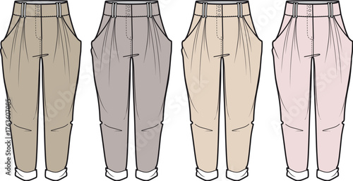 Fashionable High-Waisted Trousers A Collection of Stylish Design Variations