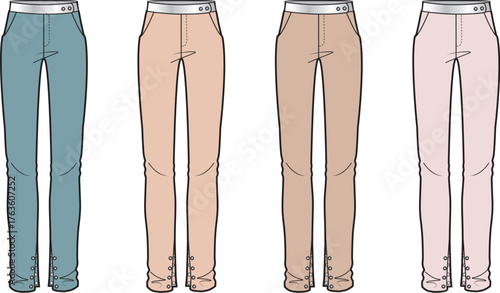 Stylish Trousers in Various Colors Fashion Vector Illustration