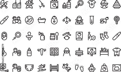Maternity and pregnancy icons High-Quality Vector Icons Collection with Editable Stroke. Ideal for Professional and Creative Projects
