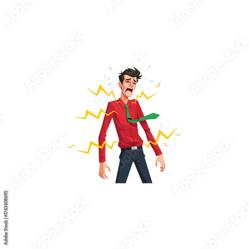 Man experiencing an electric shock vector illustration