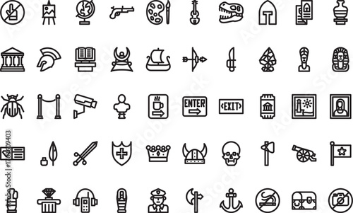 Museum and art icons High-Quality Vector Icons Collection with Editable Stroke. Ideal for Professional and Creative Projects